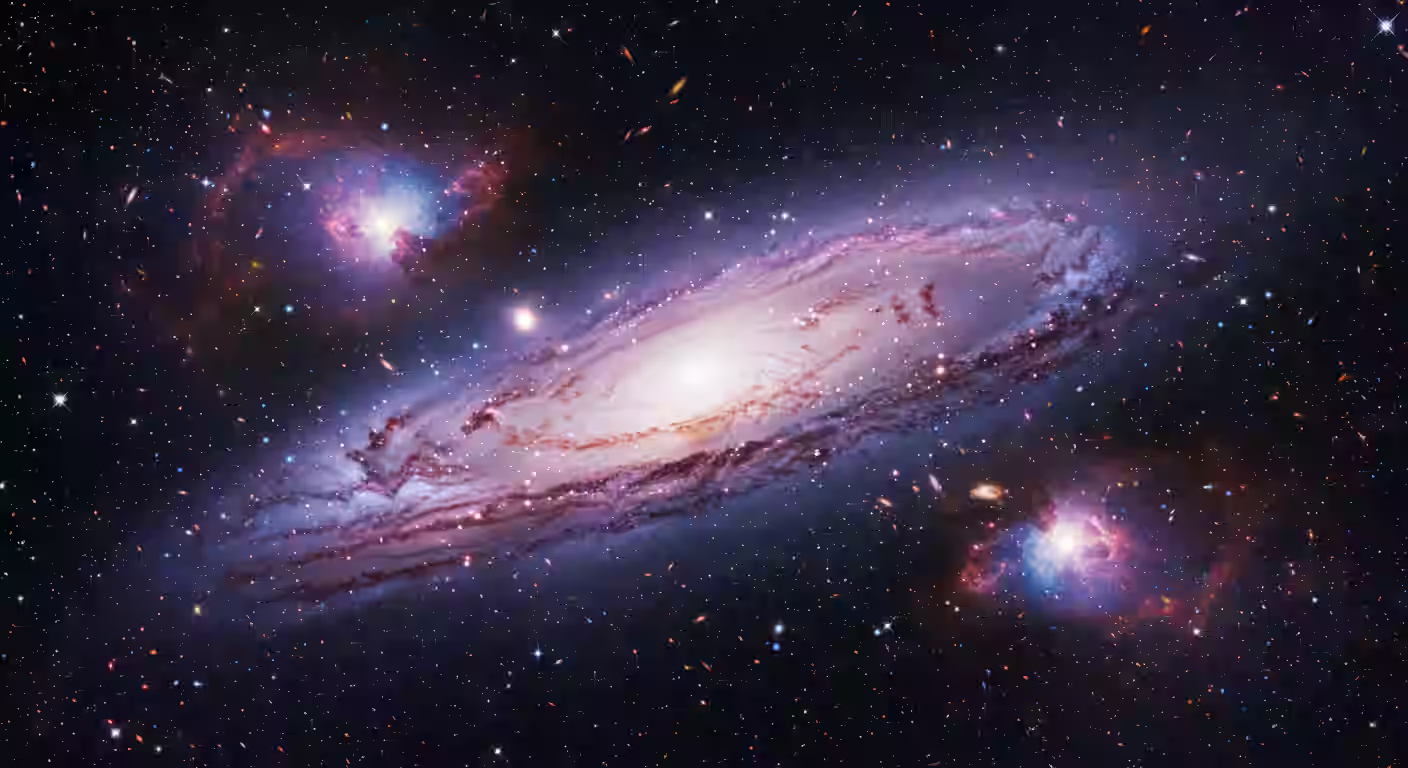 Universo estrelado com galáxias representando imensidão do conhecimento de Deus