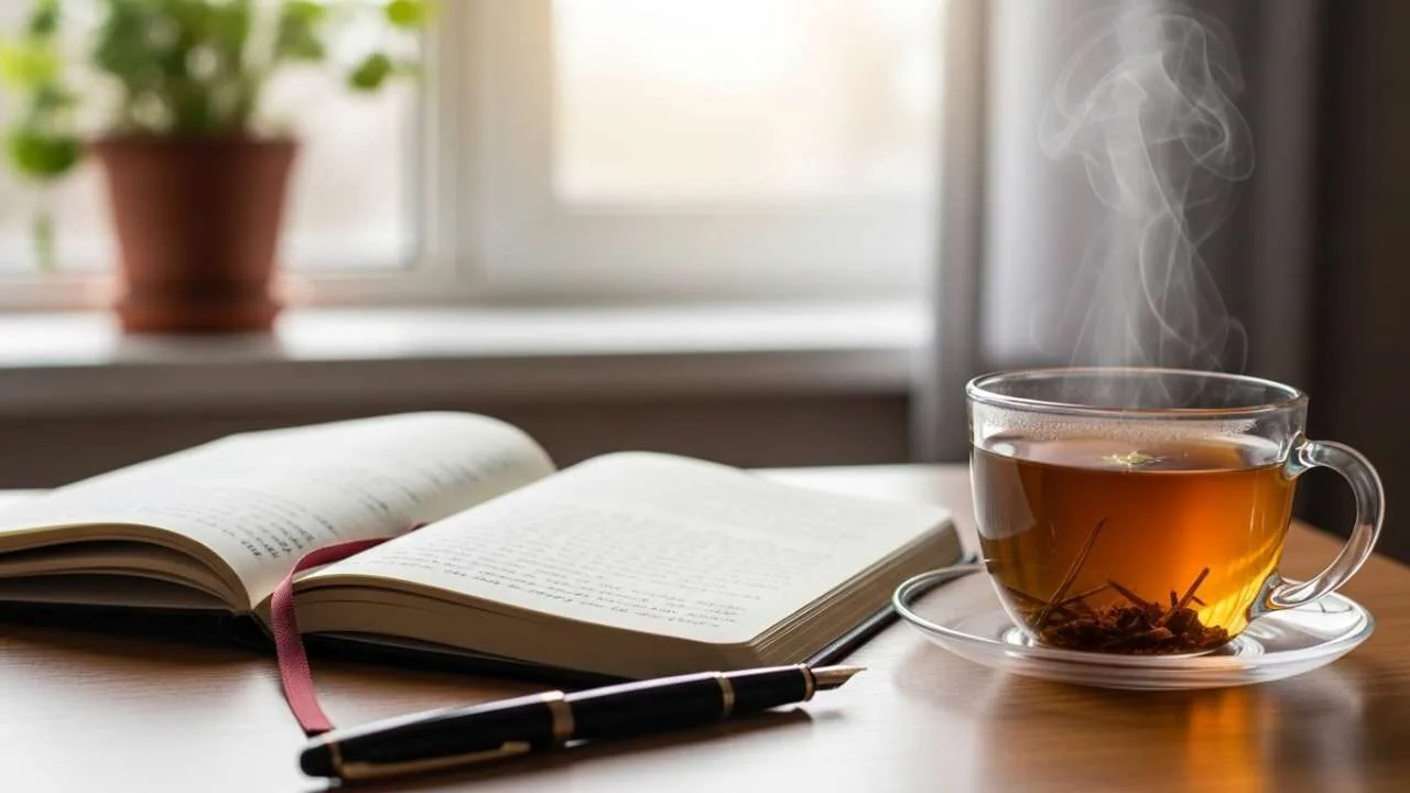 diário de gratidão e reflexão espiritual matinal