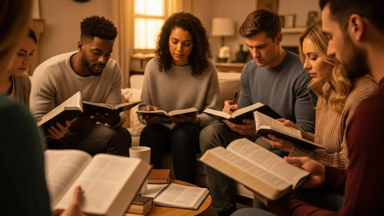 comunidade cristã estudando palavra de Deus em unidade